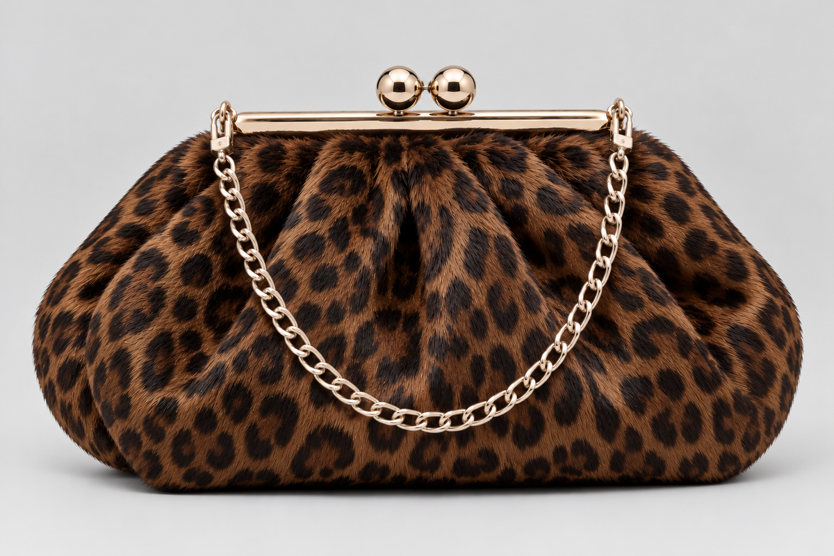 The Gigi Clutch - Dark Leopard leather