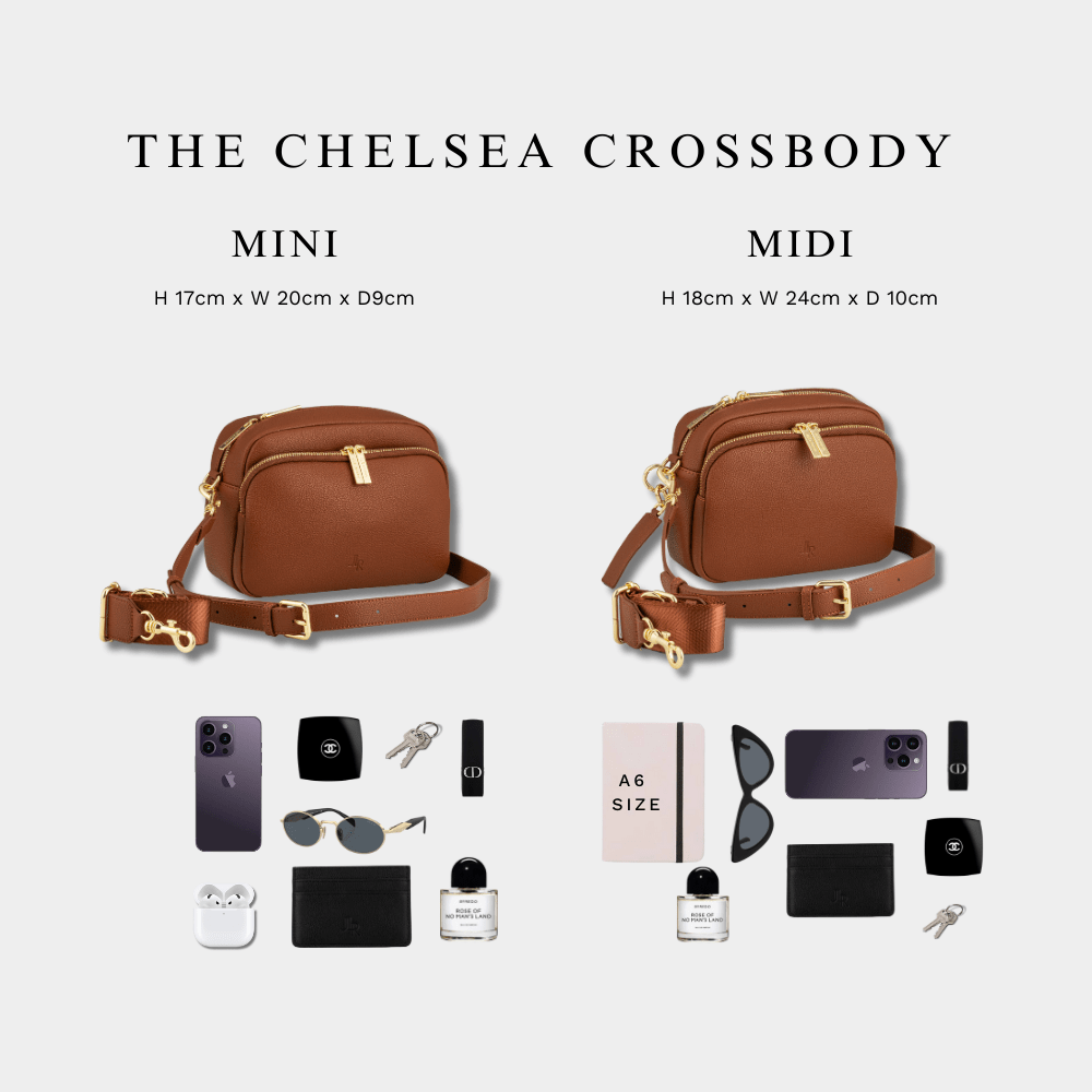 Chelsea Midi Crossbody Luxe Leather Bag - Chocolate Brown