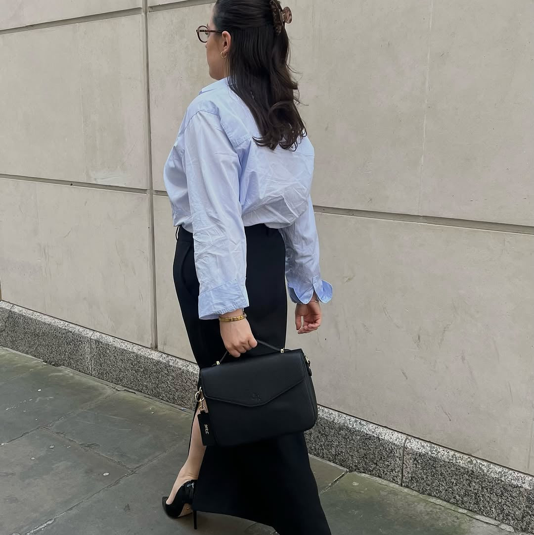 Kensington luxe leather top handle bag Black