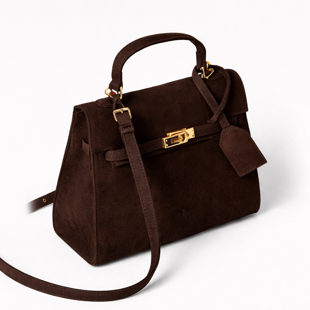 Richmond Top handle Tote bag - Dark Brown Suede