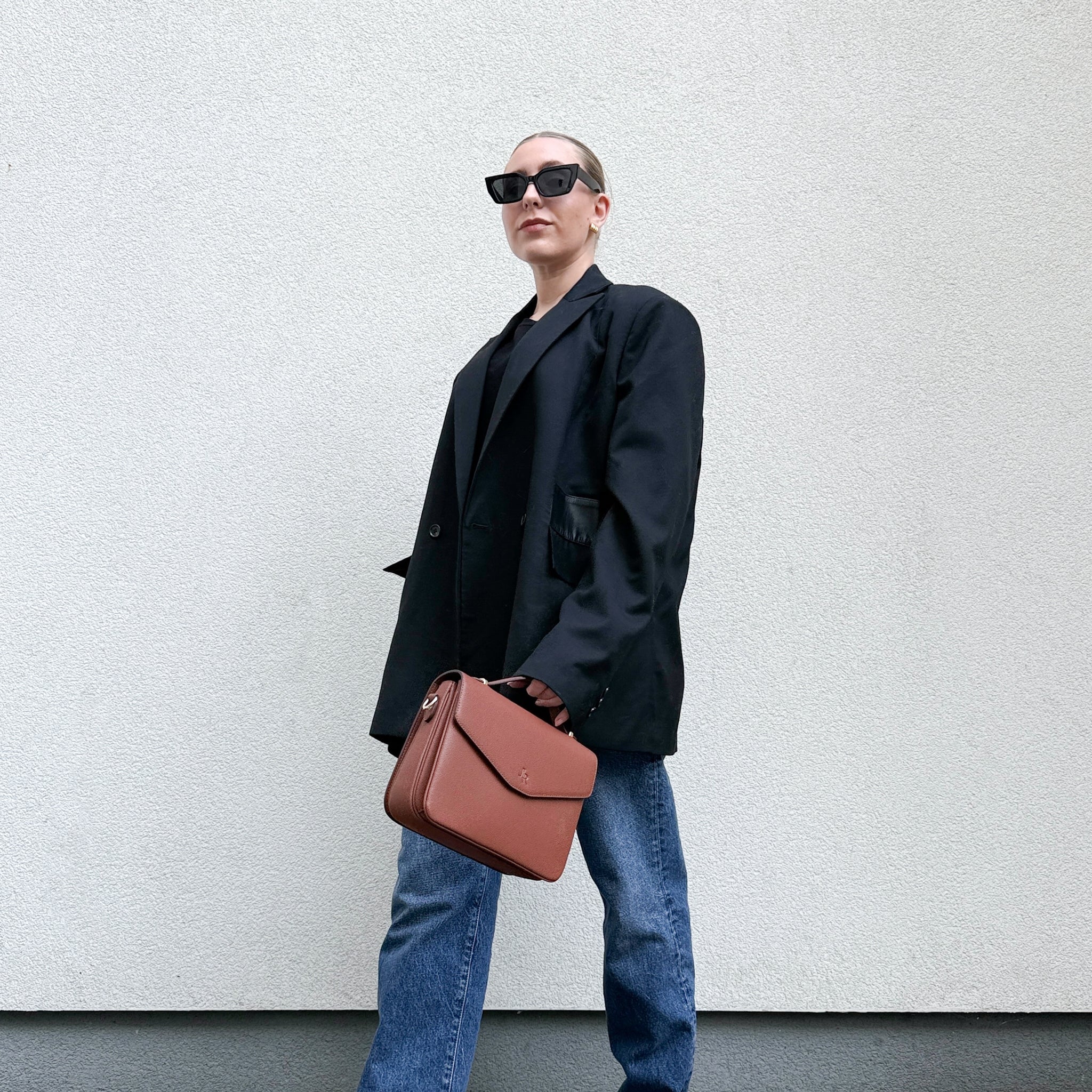 Kensington luxe leather top handle bag Tan