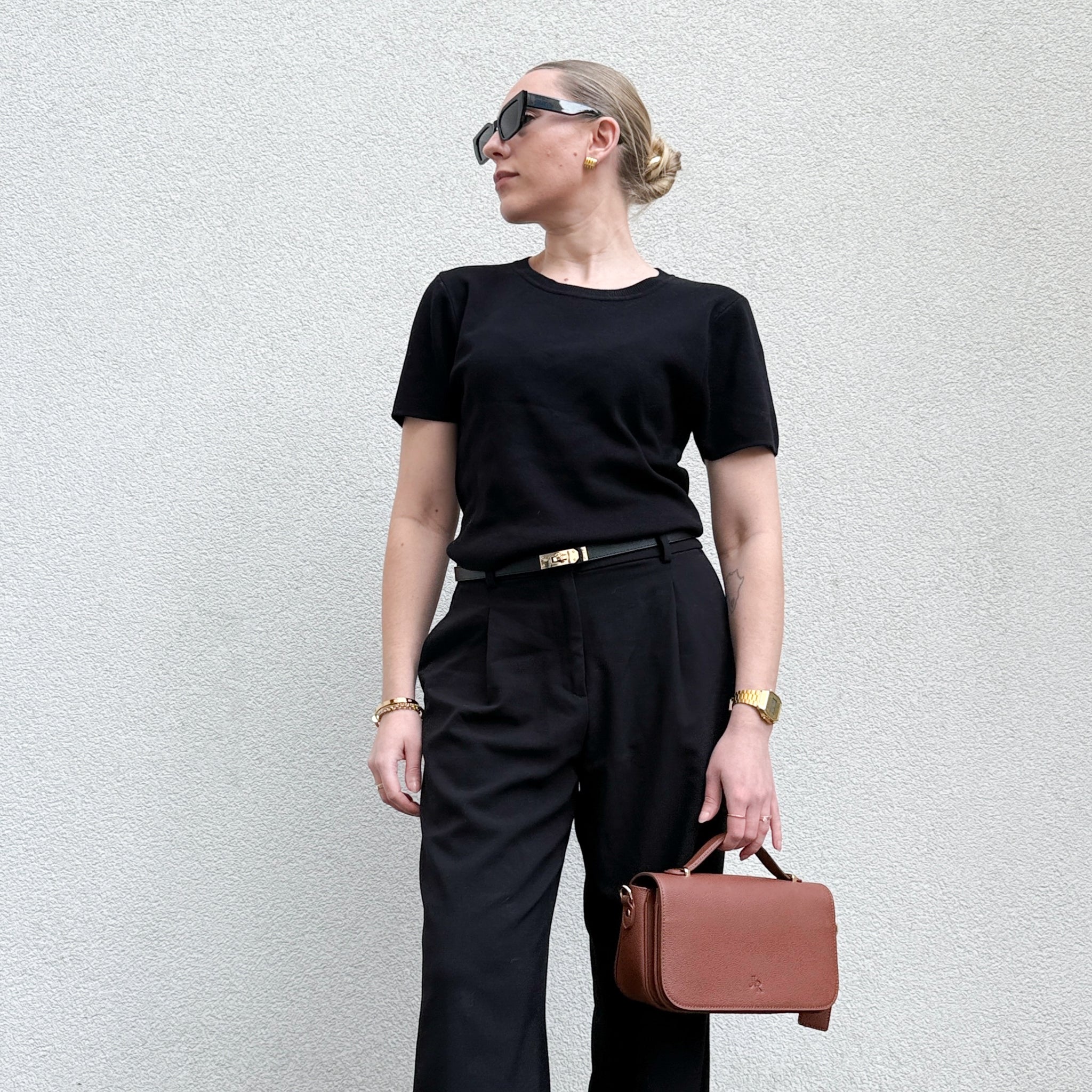 Cambridge luxe leather top handle bag - Black