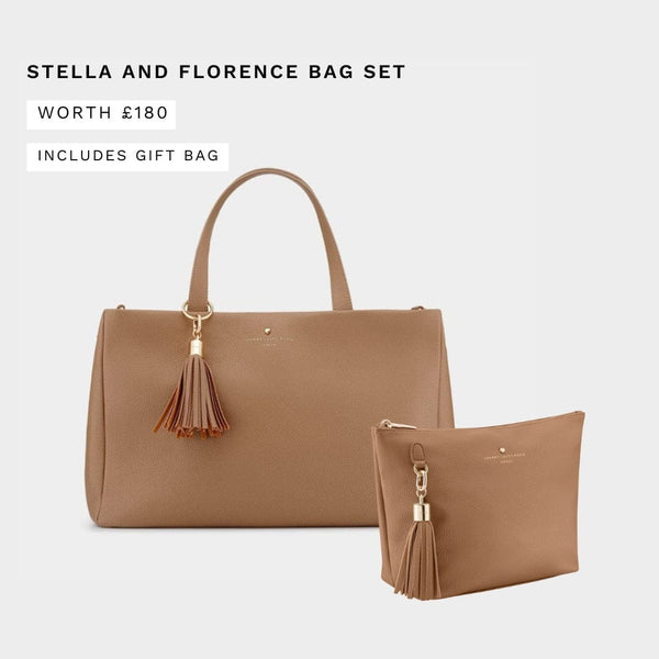Mocha Stella Tote Bag and Florence Pouch | Bag Set