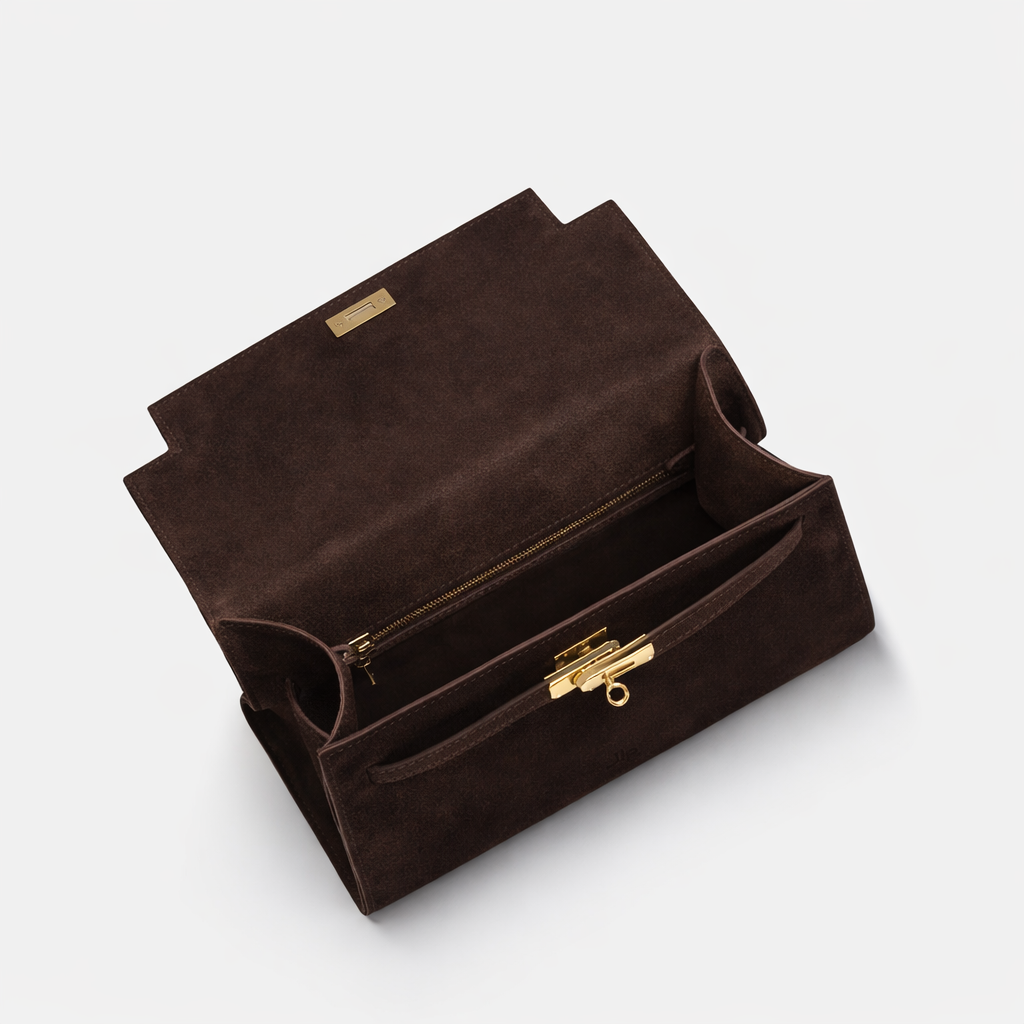Richmond Top handle Tote bag - Dark Brown Suede
