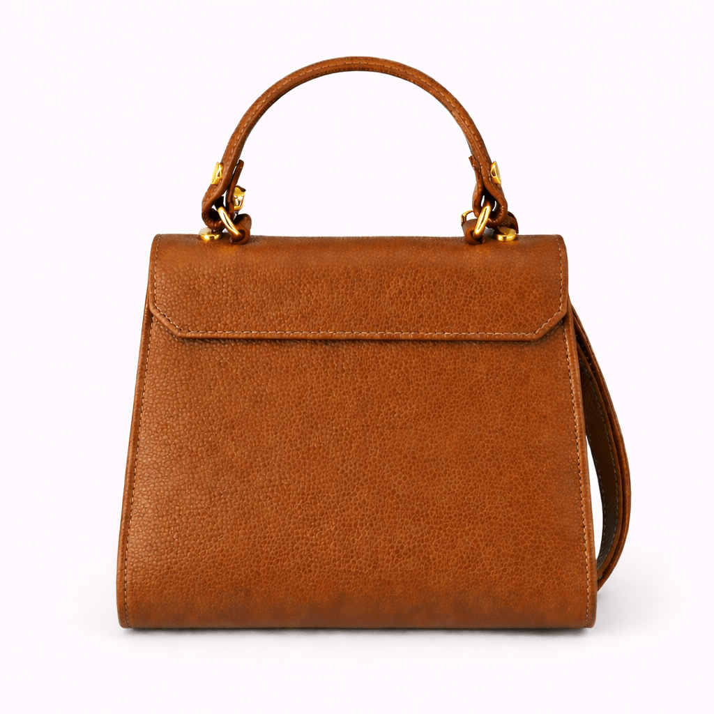 Elena Top Handle Luxe Leather Tote Bag - Tan - JLR London