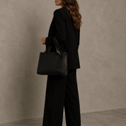 Medium Taylor Luxe Leather Tote Bag - Black - JLR London