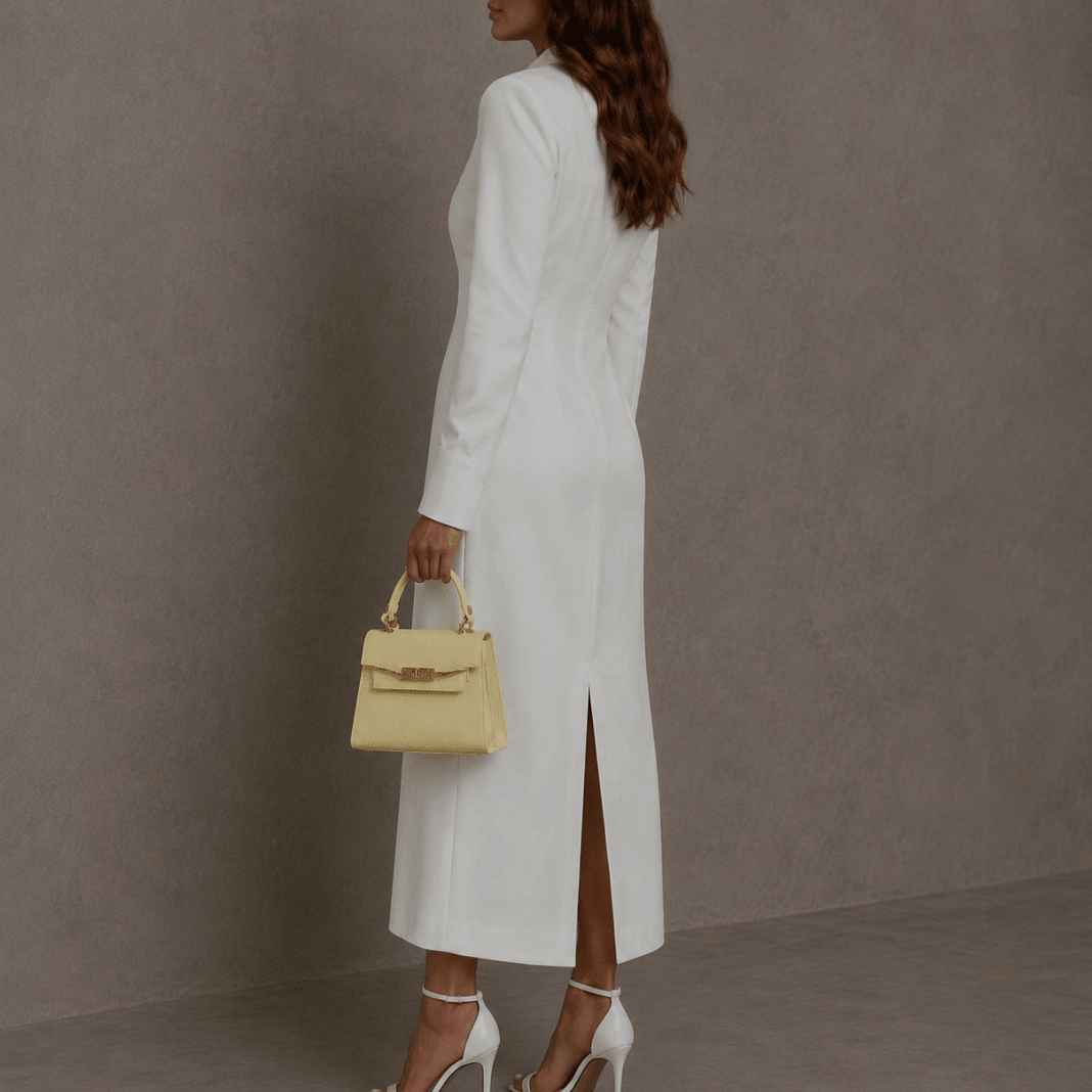 Elena Top Handle Luxe Leather Tote Bag - Buttery Lemon - JLR London