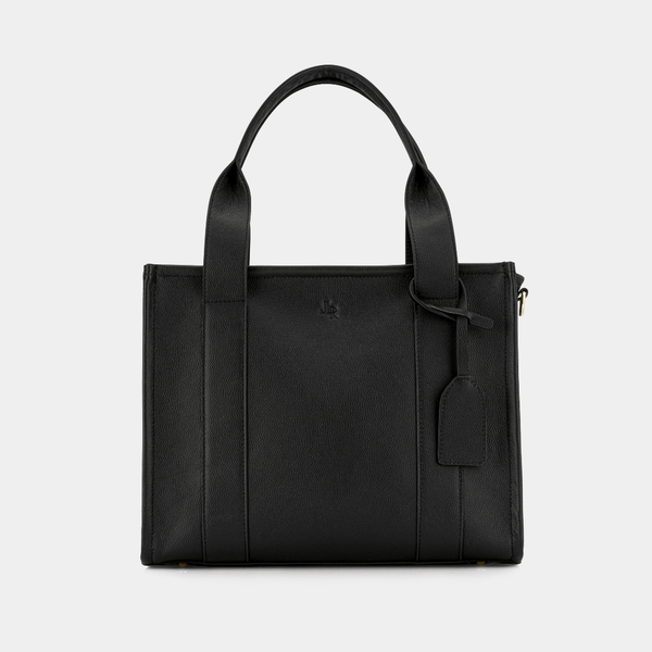 Medium Taylor Luxe Leather Tote Bag - Black - JLR London