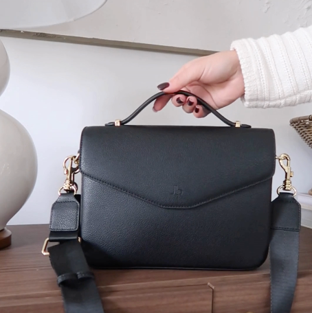 Kensington Luxe Leather Top Handle Bag - Black