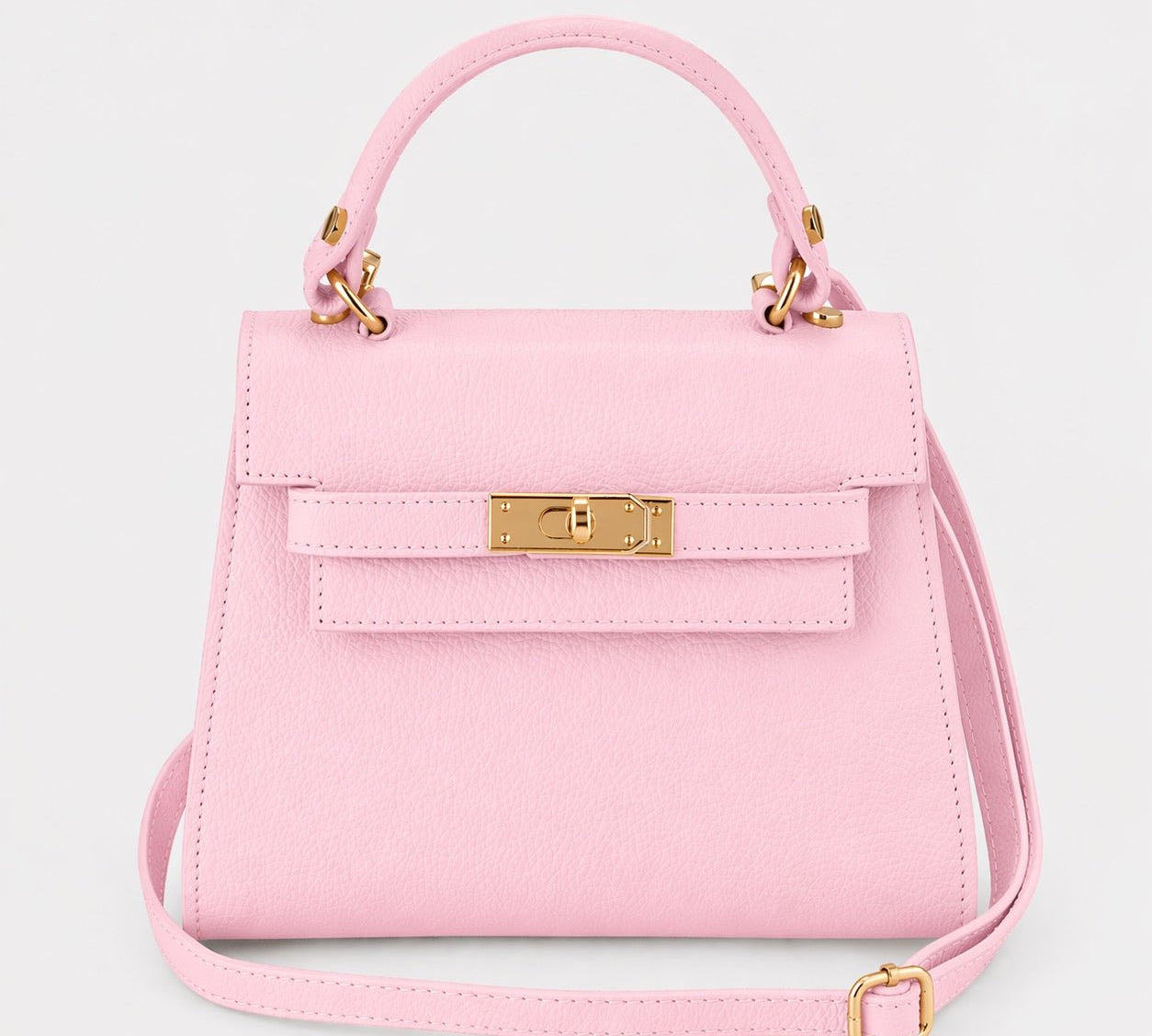 Elena Top Handle Luxe Leather Top Handle - Bubblegum Pink - JLR London