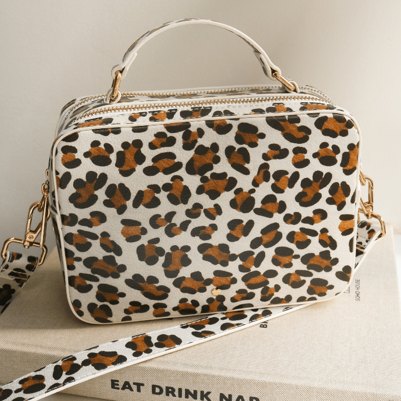 Tan leopard print Parker Top Handle Bag - Johnny Loves Rosie - JLR London