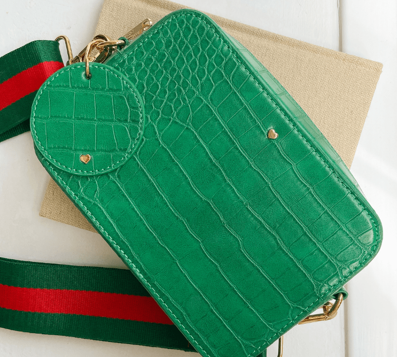 Green Luxe Croc Arlo Circle Keyring - Johnny Loves Rosie - JLR London