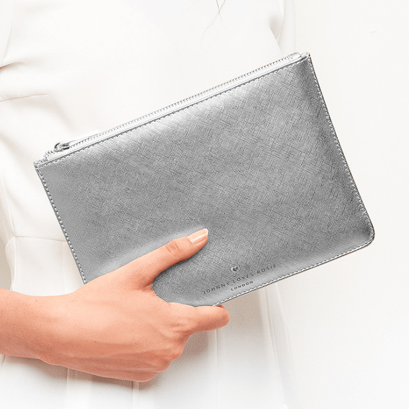 Silver James Medium Pouch - Johnny Loves Rosie - JLR London