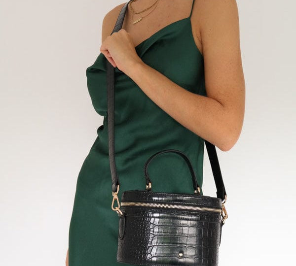 Aspen Circle bag Black Croc - Johnny Loves Rosie - JLR London