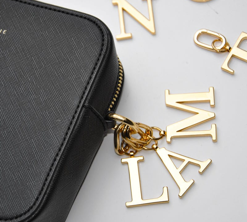 M - Gold Metal Letter Keyring - JLR London