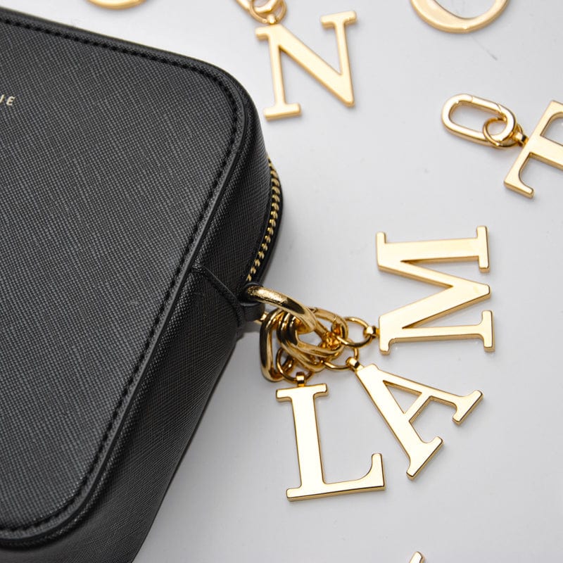 M - Gold Metal Letter Keyring - JLR London