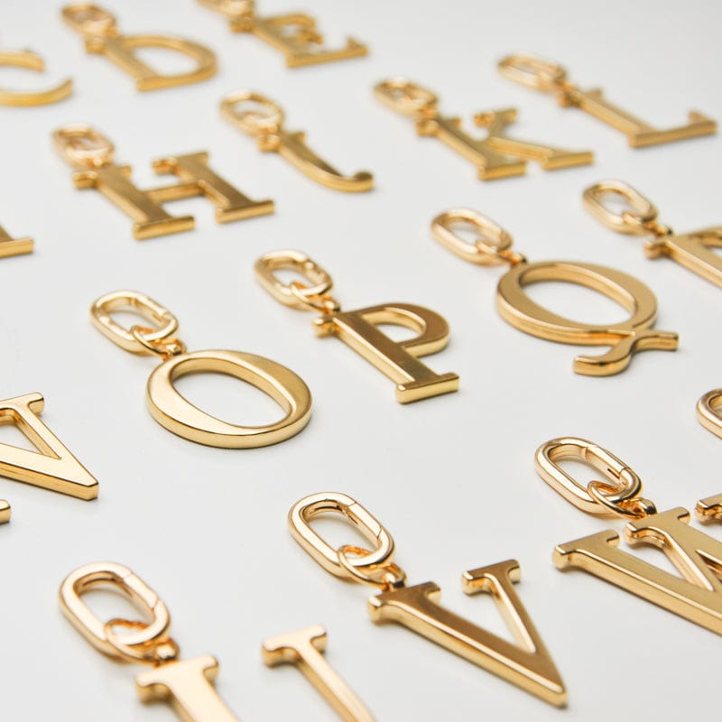 M - Gold Metal Letter Keyring - JLR London