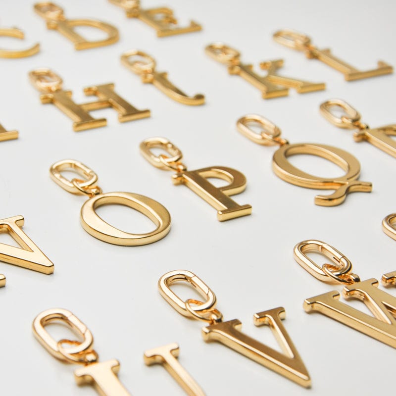 T - Gold Metal Letter Keyring