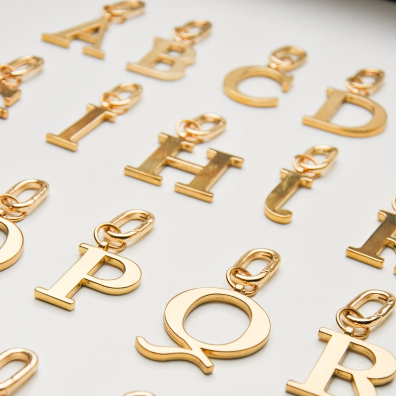 P - Gold Metal Letter Keyring
