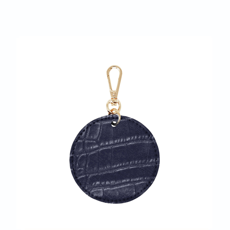 Navy Luxe Croc Circle Keyring - JLR London