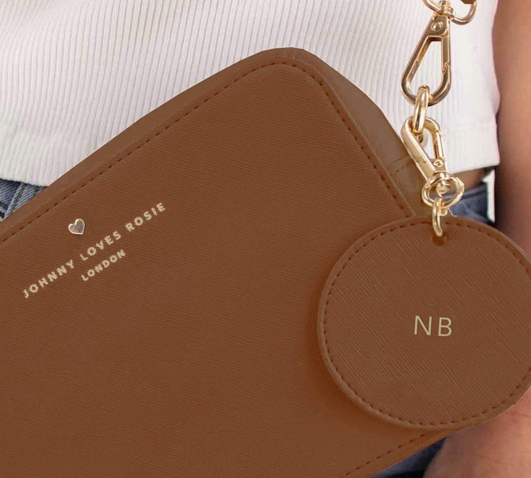 Tan Arlo Circle Keyring - Johnny Loves Rosie - JLR London